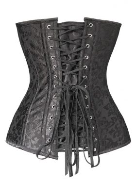 Brown EU 36 retro/gothic/steampunk-steel without bones Medium FeelinGirl ladies´ corset with steel rods brocade pattern 